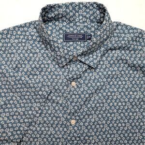Vineyard Vines Mens Short Sleeve Button Down Shirt - XL Blue Floral Pattern